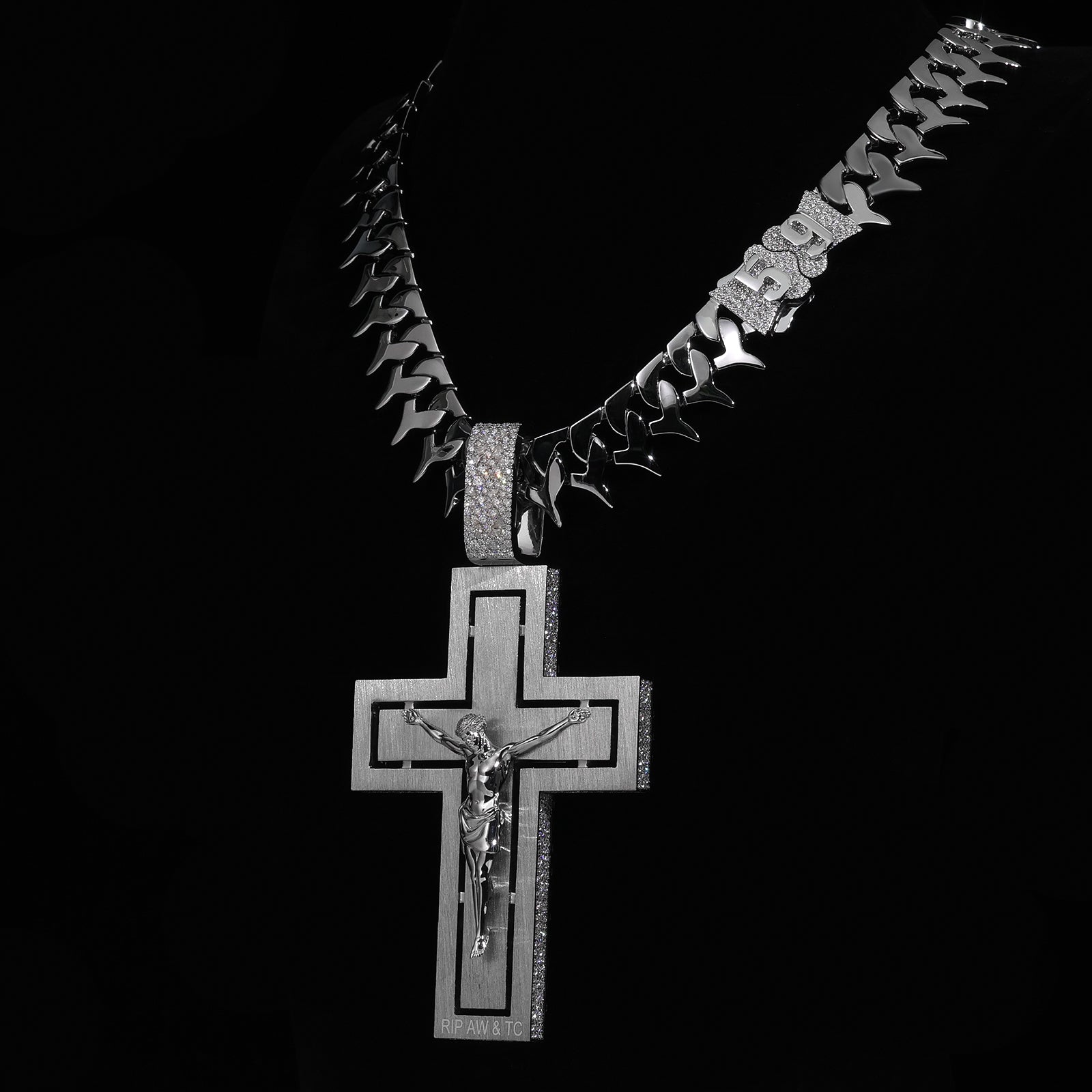 THE FLIGHT CROSS 4 Inch Iced Out Diamond Pendant