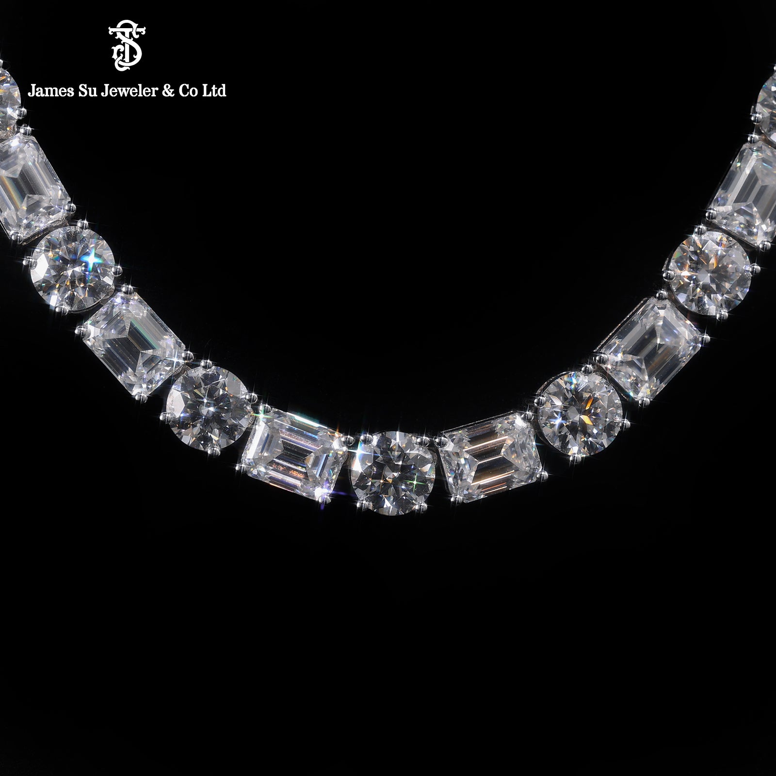 Baguette & Round Diamond Tennis Necklace – Mixed Cut Iced Out Statement Piece