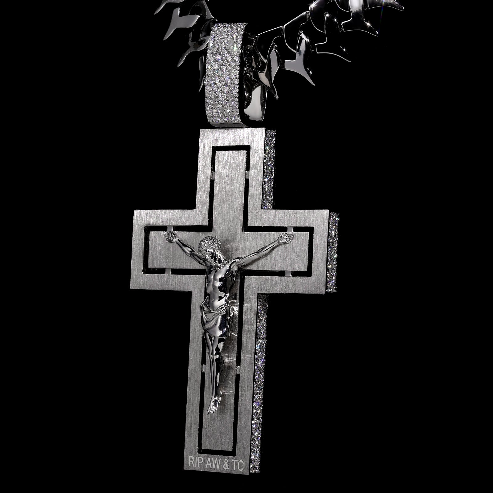 THE FLIGHT CROSS 4 Inch Iced Out Diamond Pendant