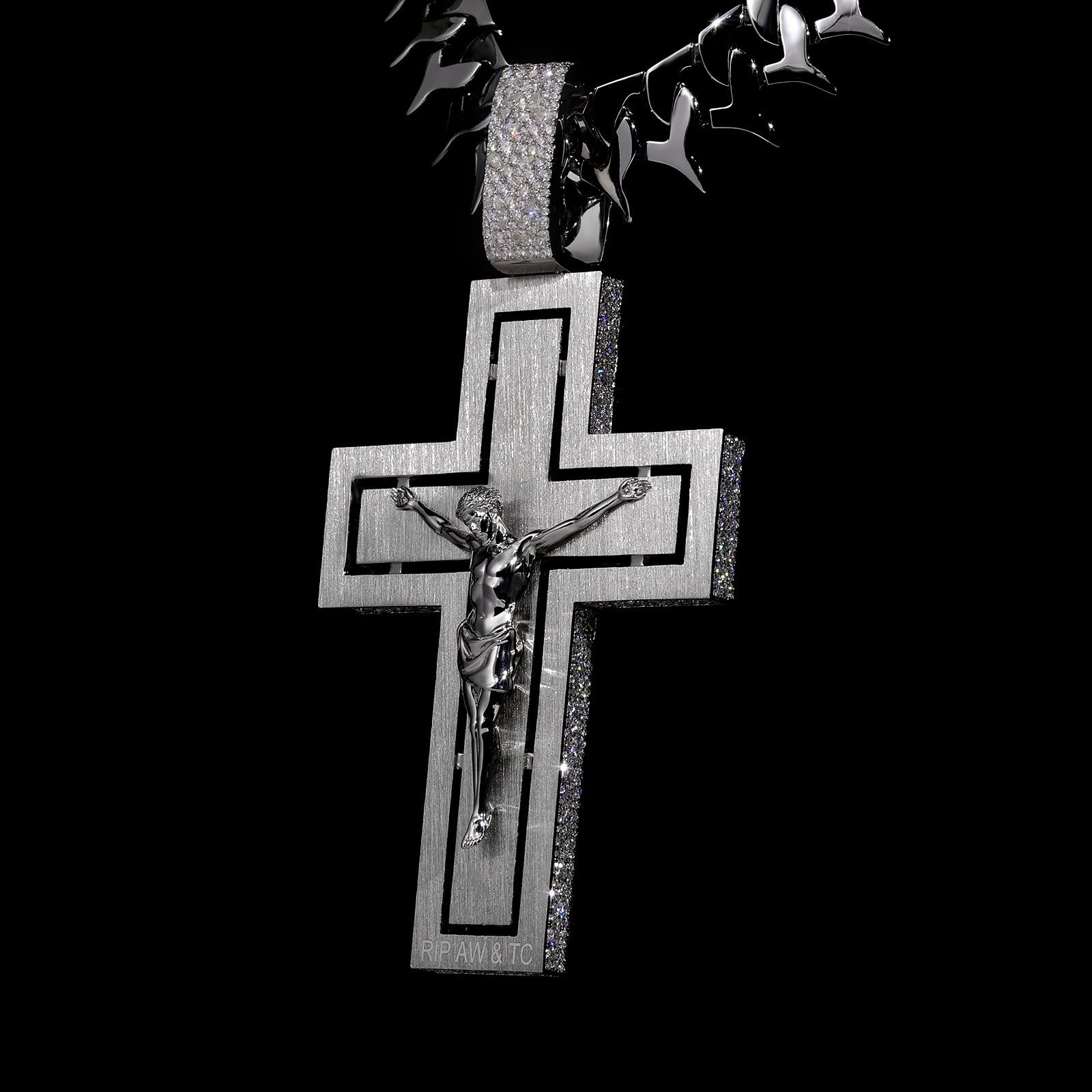 THE FLIGHT CROSS 4 Inch Iced Out Diamond Pendant