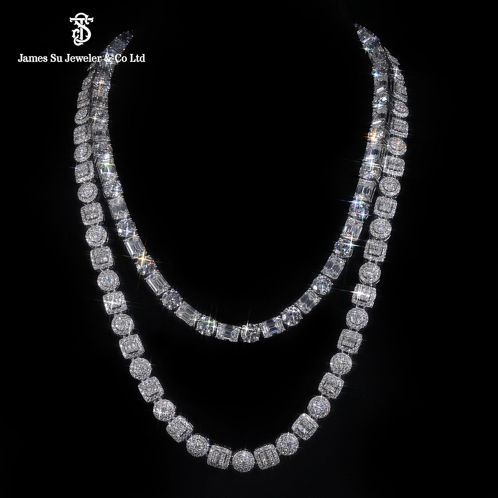 Micro Pave Natural Diamond Tennis Necklace