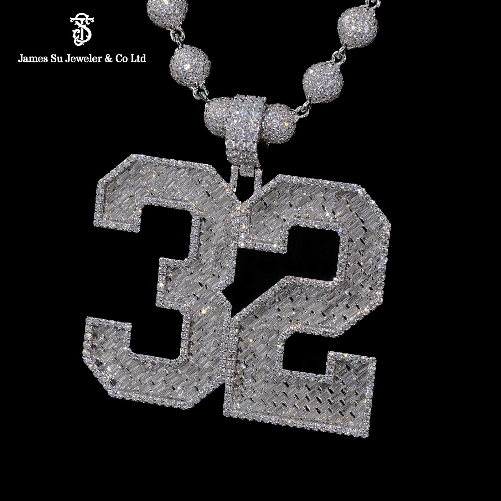 Diamond “32” Number Pendant
