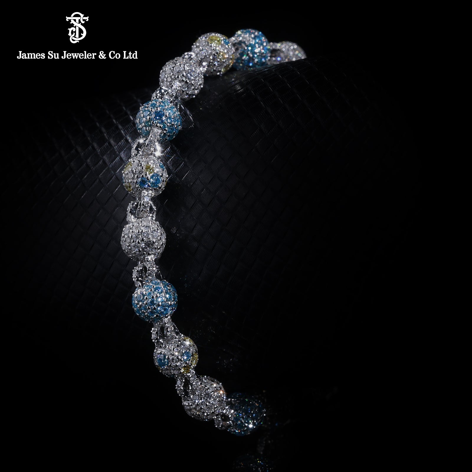 Diamond Beads Bracelet with Custom Name Buckle