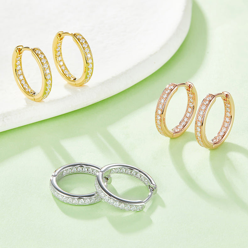 VVS1 Custom Wholesale Moissanite Hoop Earrings for Women ODM OEM K001A