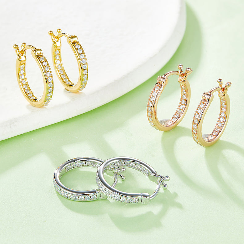 VVS1 Custom Wholesale Moissanite Hoop Earrings for Women ODM OEM K004A