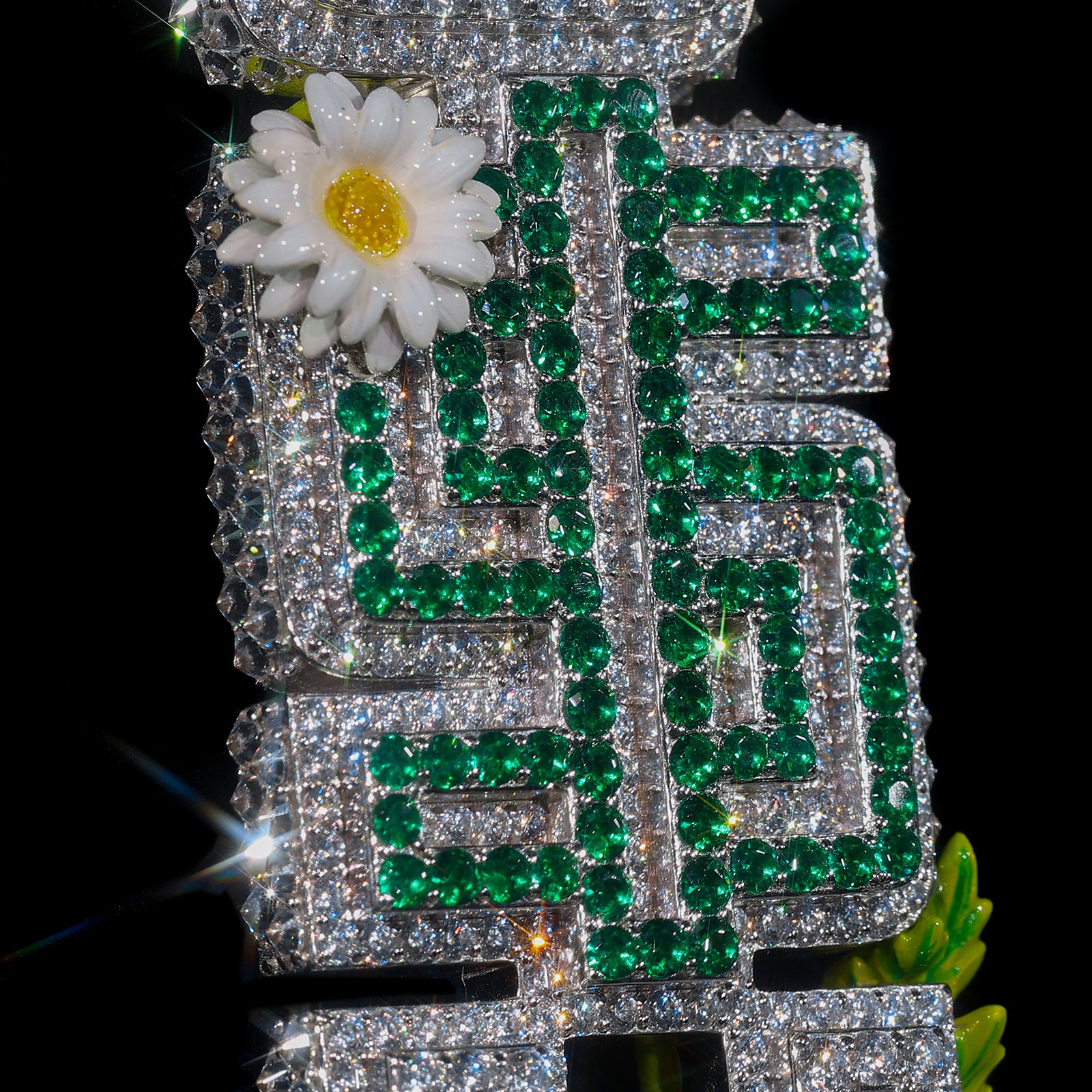 Silver Moissanite Stones JSU Letter Name Pendant