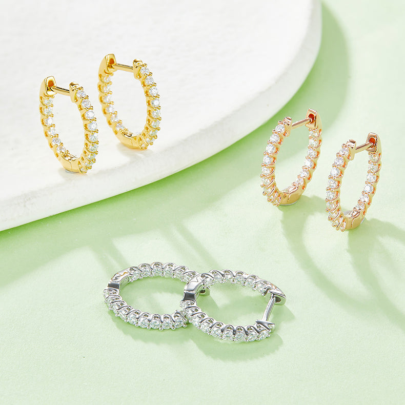 VVS1 Custom Wholesale Moissanite Hoop Earrings for Women ODM OEM K003A