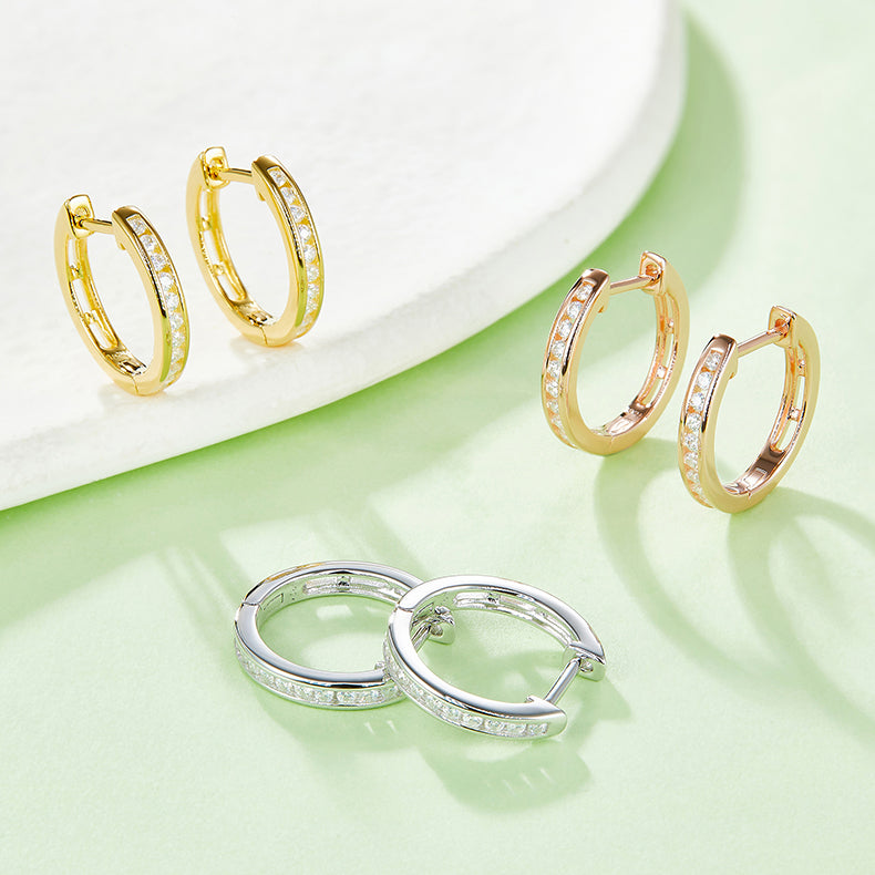 VVS1 Custom Wholesale Moissanite Hoop Earrings for Women ODM OEM K014A