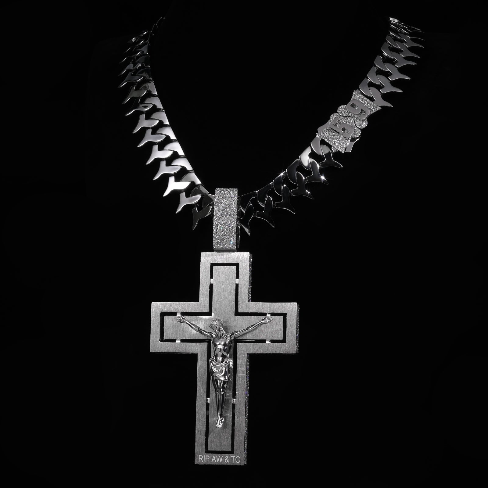 THE FLIGHT CROSS 4 Inch Iced Out Diamond Pendant