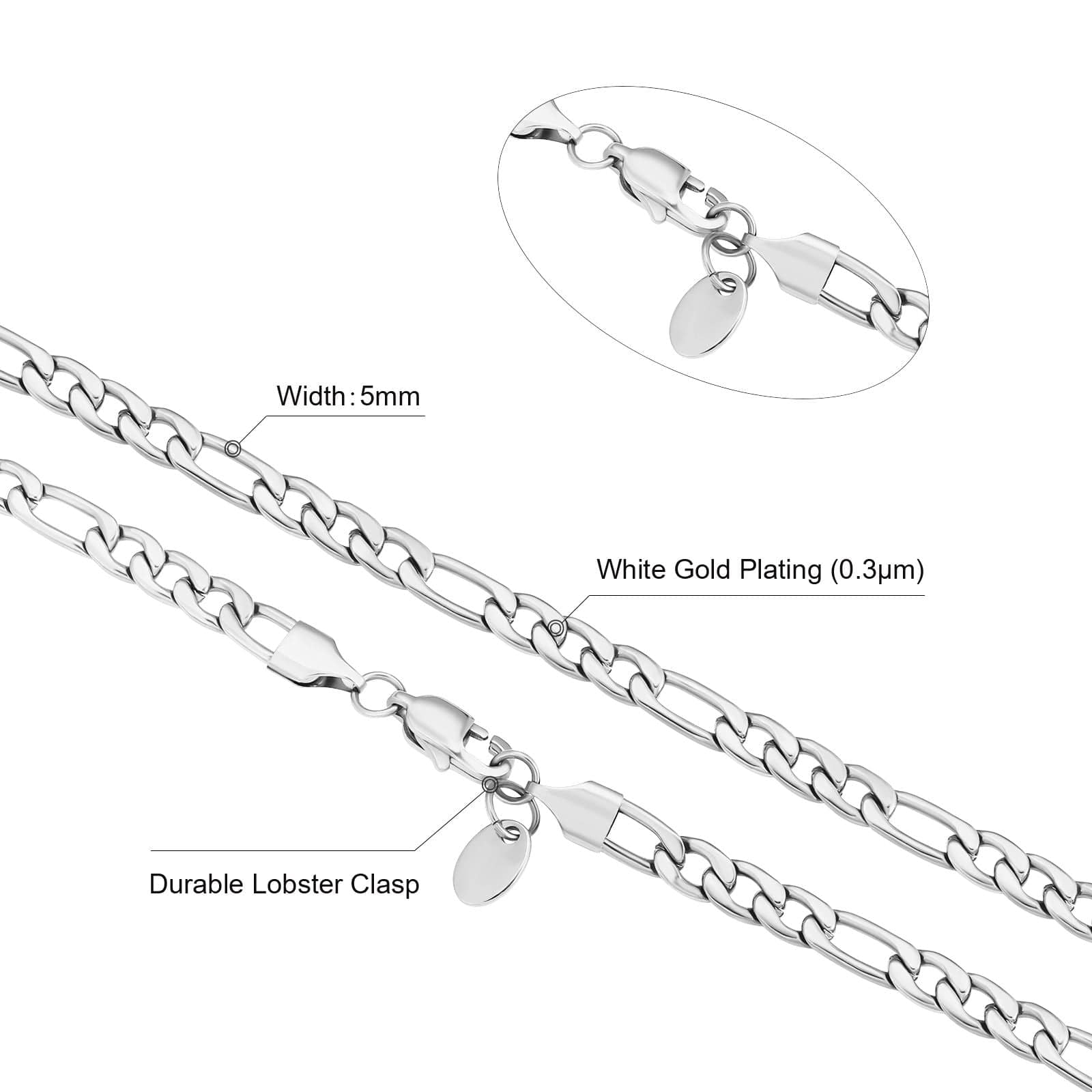 5mm Figaro Chain Stainless Steel