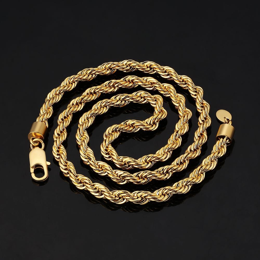 Rope Chain 6mm Stainless steel with 18k gold plating