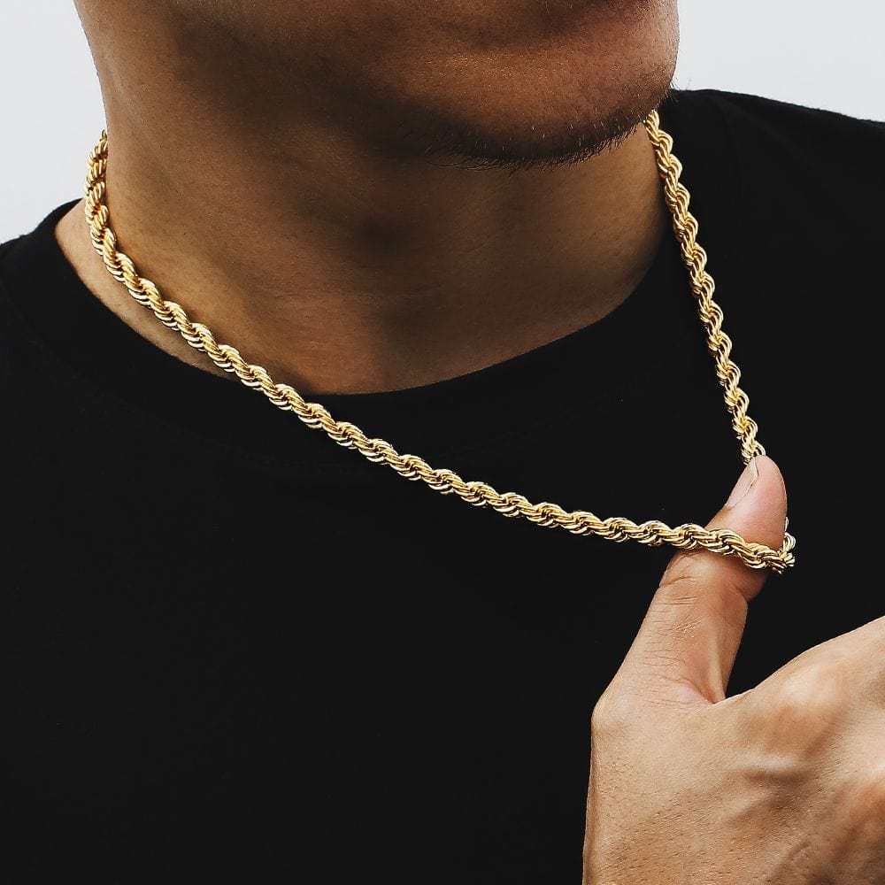 Rope Chain 6mm Stainless steel with 18k gold plating