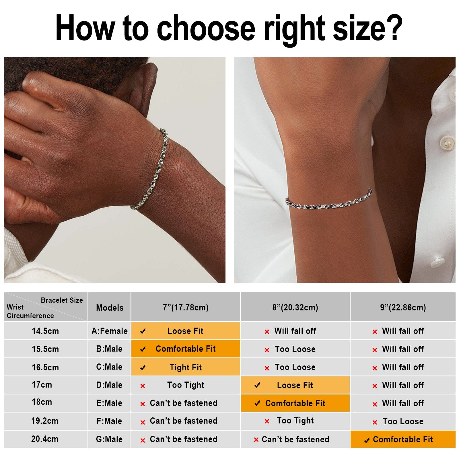 3mm Rope Chain Bracelet Stainless Steel