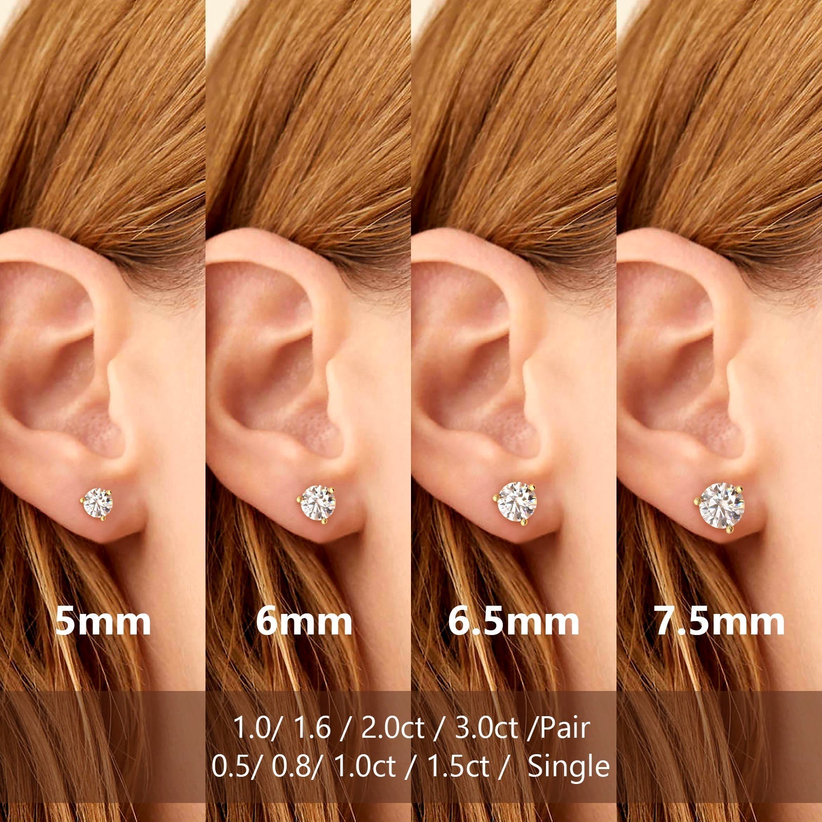 Moissanite Earrings VVS1 D Grade Excellent 0.5/0.8/1.0/1.5 Carats *2 Round